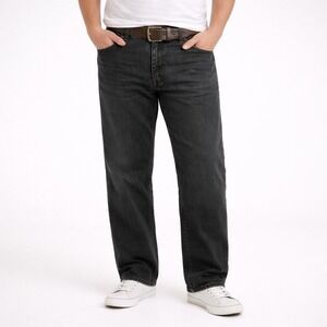 Lee Jeans Black Denim Regular Fit 40x32 Men's Cotton Straight Leg Jeans